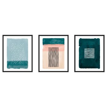 Acuarela Moderna – Set de Cuadros Abstractos en Tonos Azul y Rosa