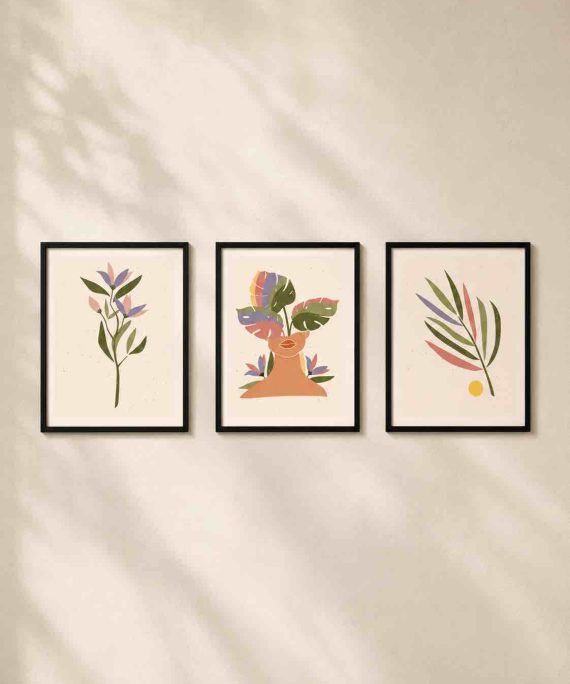 Alma Verde – Set de Cuadros Minimalistas con Ilustraciones Botánicas