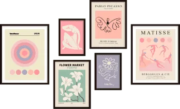 Galería de pared 6 cuadros Bauhaus - Flower Market - Picasso - Matisse - Haring