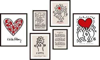 Galería de pared 6 cuadros Haring
