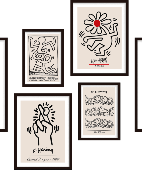 Galería de pared 6 cuadros Haring