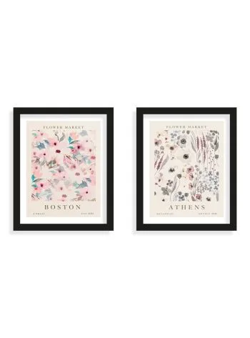 Set de 2 cuadros de 20x25 Flower Market Boston-Athens