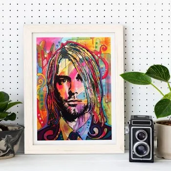 Cuadro Kurt Cobain 20x25cm Marco Blanco