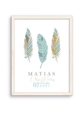 CUADRO INFANTIL PERSONALIZABLE PLUMAS