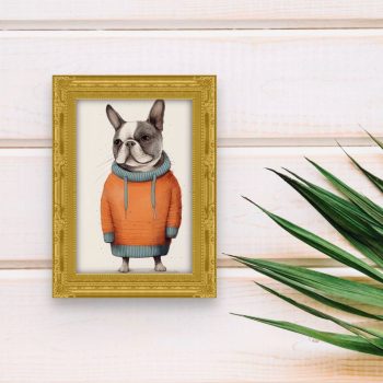 Encanto Canino: Frenchie en Suéter Naranja