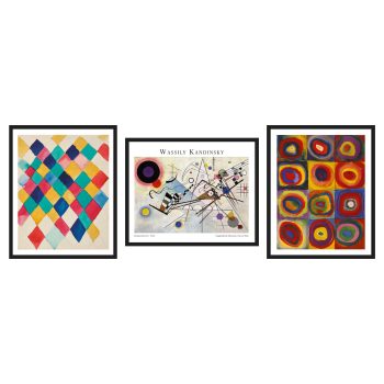 Sinfonía de Color de Kandinsky: Tríptico Inspirado en Composición 8