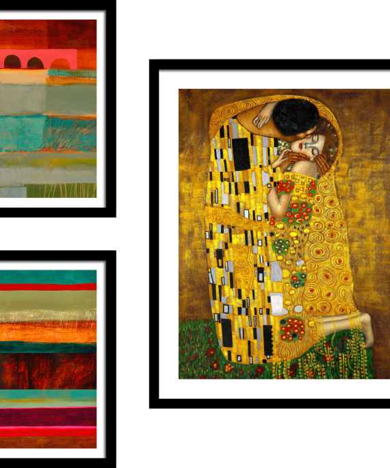 Conjunto de Cuadros Inspirados en El Beso de Klimt