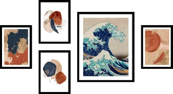Conjunto de Cuadros Inspirados en La Gran Ola