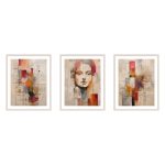 Visión de Mujer: Tríptico Abstracto con Rostro Femenino