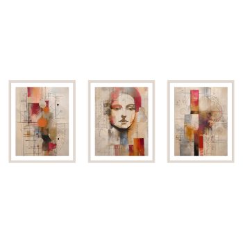 Visión de Mujer: Tríptico Abstracto con Rostro Femenino