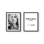 Set de cuadros Kate Moss Prada Marfa en blanco y negro – decoración de moda