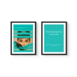 Set de cuadros Mirada Tiffany con Audrey Hepburn – estilo elegante en turquesa