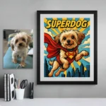 Retrato personalizado de mascota estilo Superman – SuperPets
