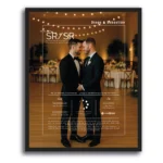 Cuadro personalizado SR / SR con texto integrado sobre fotografía de boda