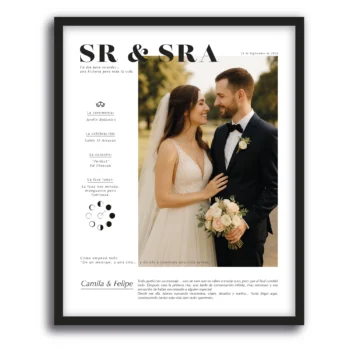 Cuadro personalizado SR & SRA con foto de boda y detalles del enlace