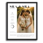 Cuadro personalizado SRA & SRA con fotografía de boda y detalles del enlace