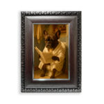 Bulldog Relax cuadro Bulldog baño leyendo periódico marco plateado