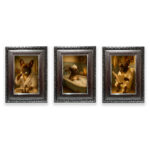 Bulldog Relax set de cuadros Bulldog baño completo marco plateado