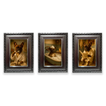 Bulldog Relax set de cuadros Bulldog baño completo marco plateado