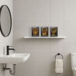 cuadros schnauzer baño cepillándose los dientes marco plateado