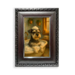 cuadros schnauzer baño en tina con espuma marco plateado