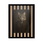 Retrato de gato macho personalizado estilo daguerrotipo victoriano con marco de madera negra