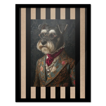 Retrato de perro personalizado estilo victoriano con marco negro y paspartú kraft – Colección Gala Animal