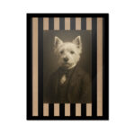 Retrato de perro macho personalizado estilo daguerrotipo con marco negro y paspartú kraft