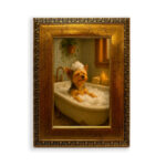 Yorkshire Relax cuadro Yorkshire baño en tina con espuma marco dorado