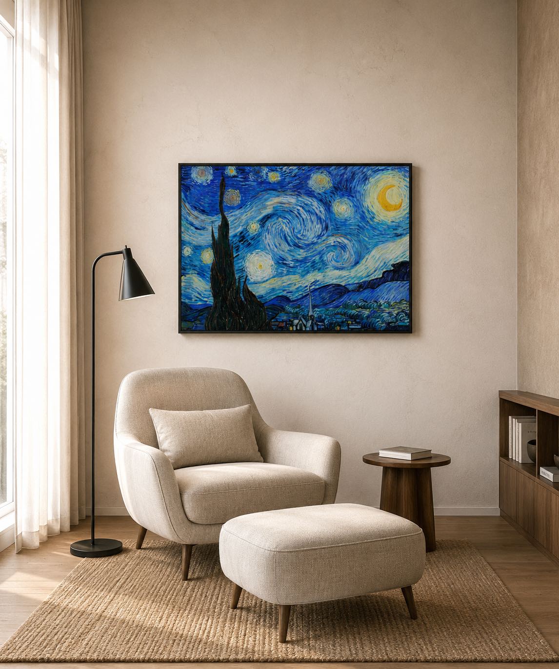 La noche estrellada de Vincent van Gogh impresa en Canvas XL con caja americana para decoración de interiores.