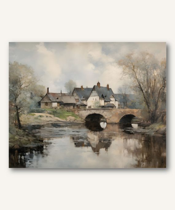 Puente de Piedra | Cuadro Enmarcado de Inspiración Vintage Europea