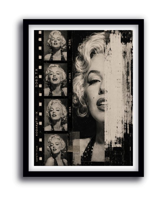 Cuadro de Marilyn Monroe con diseño de tira de película en blanco y negro, colección Celuloide