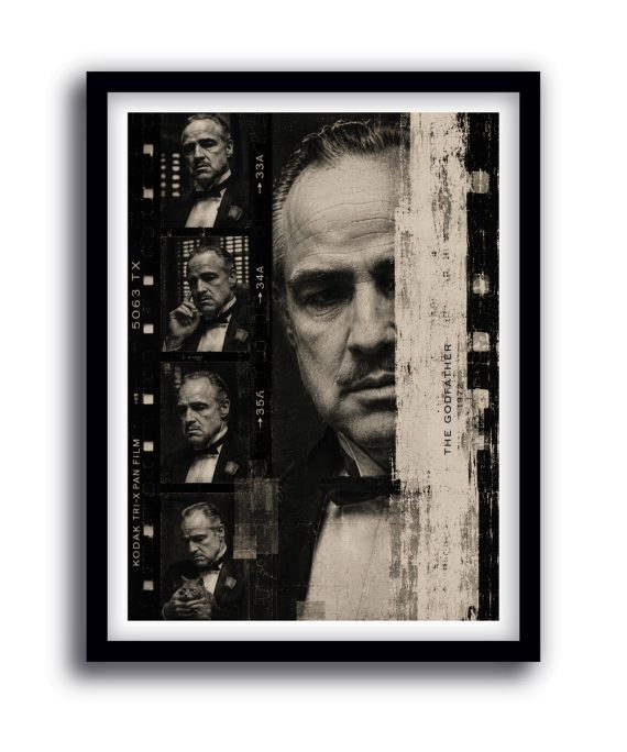 Cuadro inspirado en The Godfather con estética cinematográfica en blanco y negro de la colección Celuloide