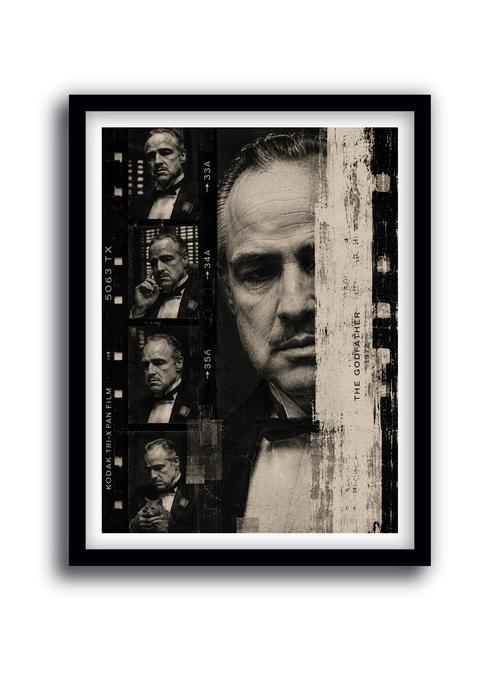 Cuadro inspirado en The Godfather con estética cinematográfica en blanco y negro de la colección Celuloide