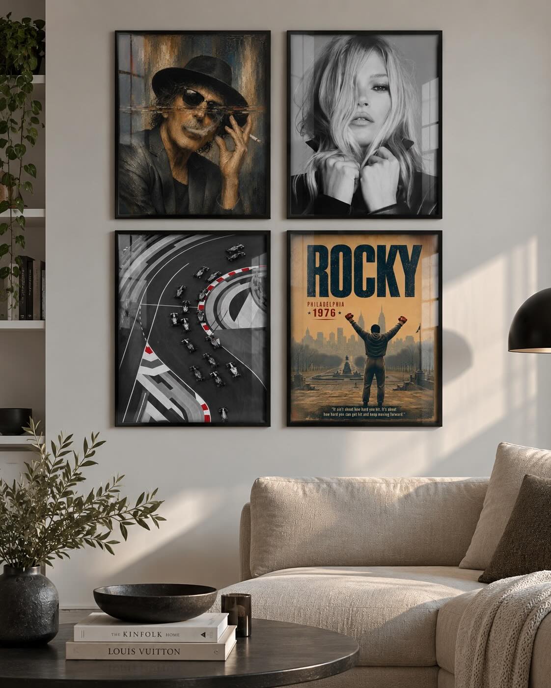 Composición de cuadros ICONOS de música, cine, moda y motor de Divinas